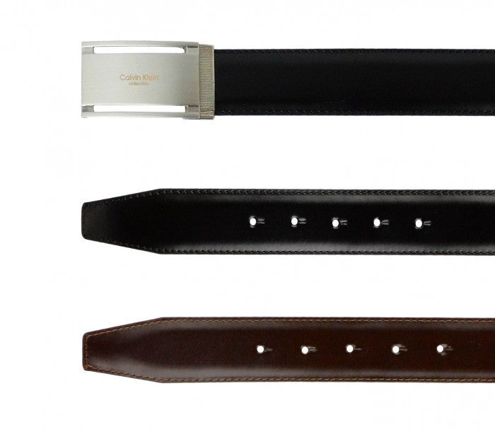 Ceinture CK014 B44 en cuir CALVIN KLEIN avec boucle en acier brossé 110 / 125 cm