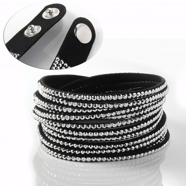 Bracelet strass en daim 284 - mod. fermeture clip Swansea