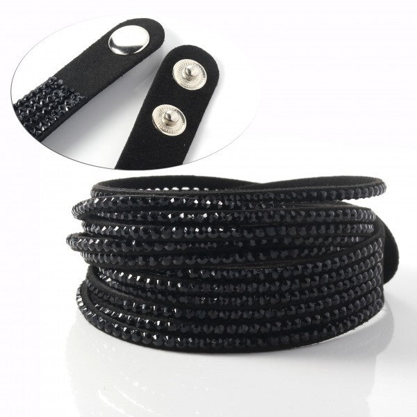 Bracelet strass en daim 284 - mod. fermeture clip Swansea