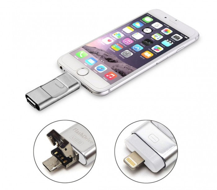 Clef USB 3 en 1 connecteurs lightning micro usb 64Go flash drive storage