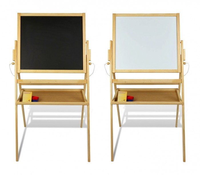 36847 Tableau noir réversible en bois 2 en 1 avec craie et effaceur 50x45x110 cm