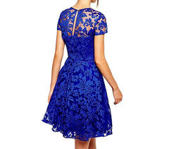 Robe dentelle manches courtes mod Cecille bouton sur le dos. Légèrement évasée