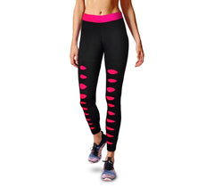 Leggings de sport KZ-311 pour les femmes avec des déchirure et des détails fluo 