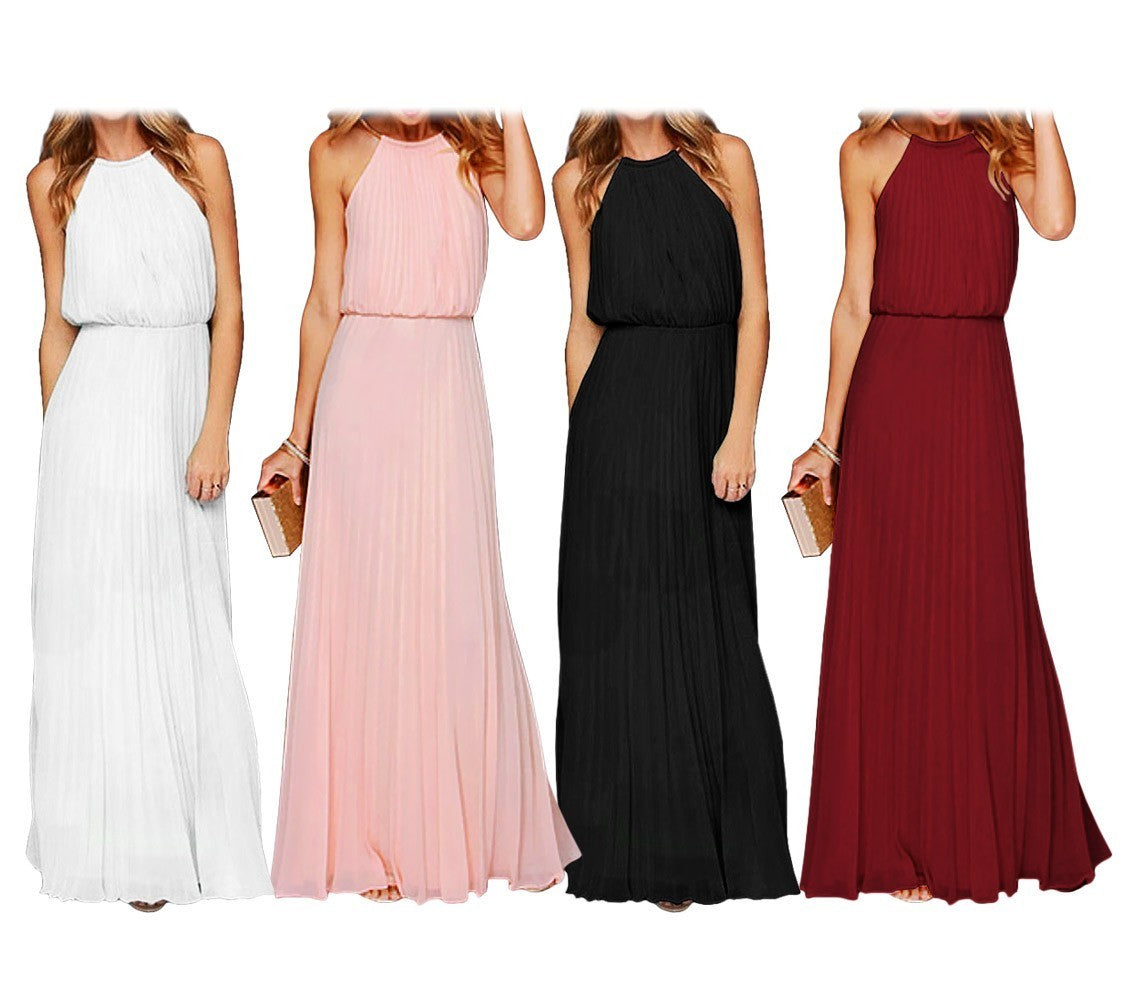Robe longue plissée pour femme Mercedes sans manches tailles S à XL