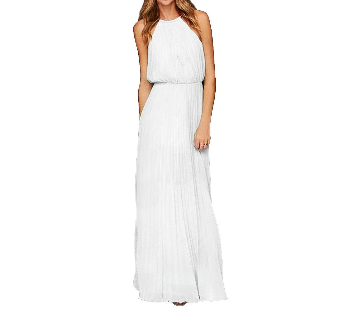 Robe longue plissée pour femme Mercedes sans manches tailles S à XL