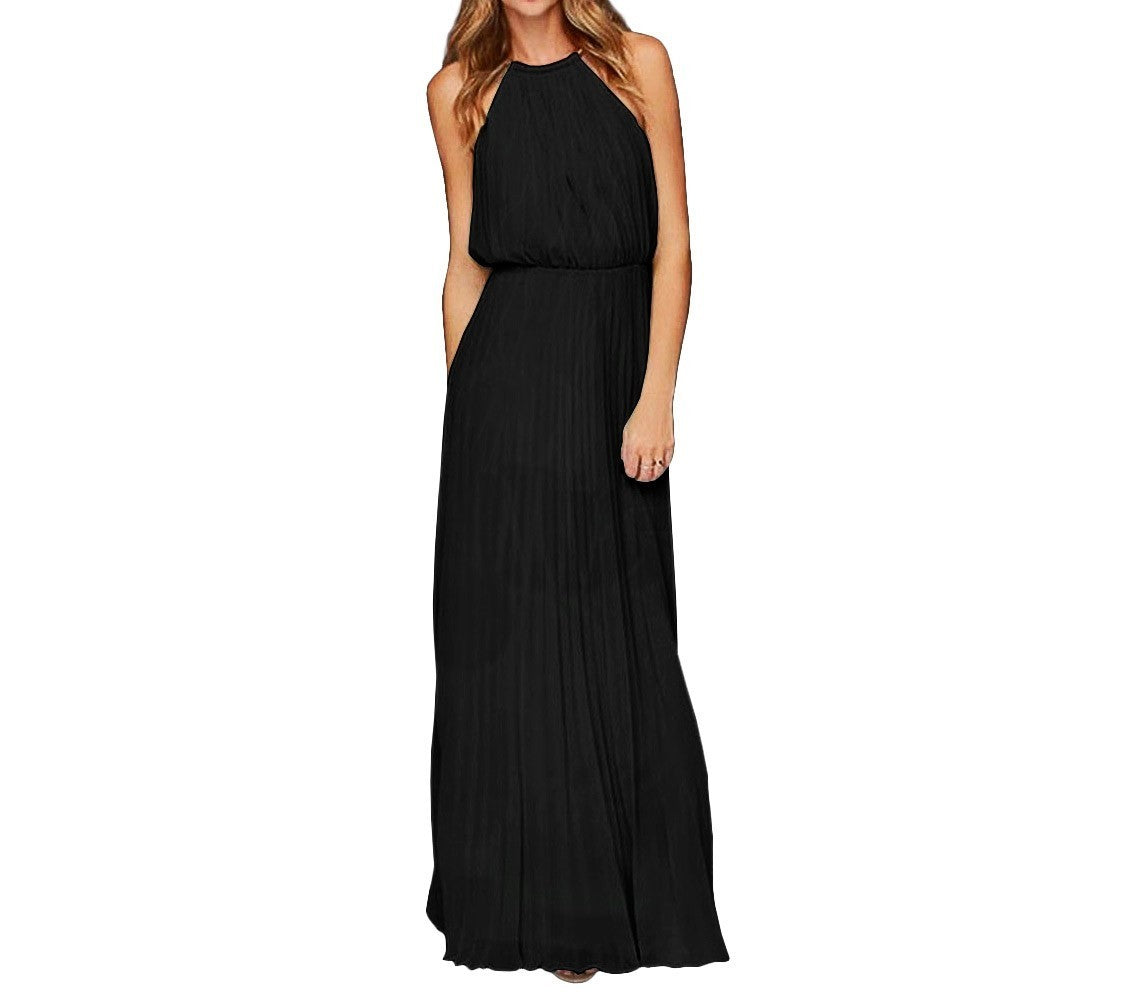 Robe longue plissée pour femme Mercedes sans manches tailles S à XL