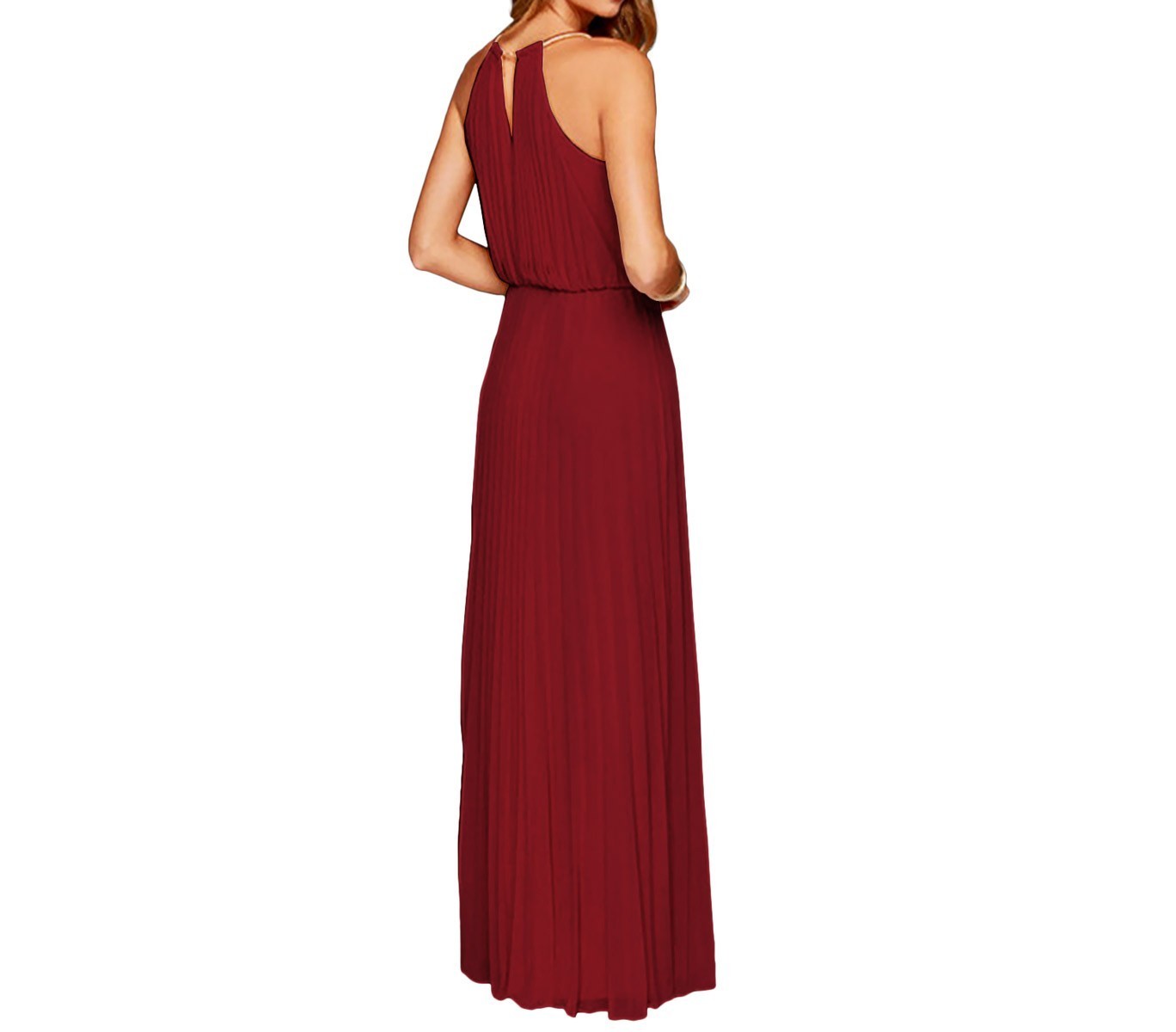 Robe longue plissée pour femme Mercedes sans manches tailles S à XL