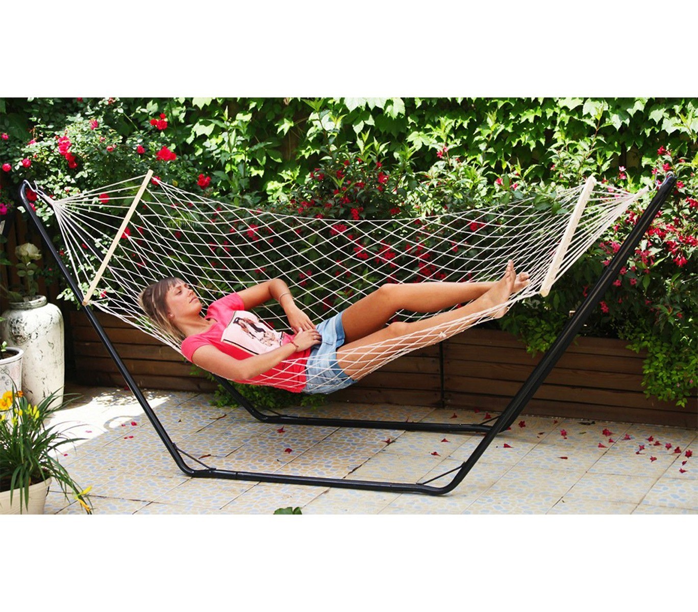 Hamac de jardin 276853 en tissu tissé 200 x 80 cm