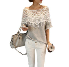 T-shirt mod. Munich Manches courtes noir et gris col mode féminine femme fille