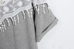 T-shirt mod. Munich Manches courtes noir et gris col mode féminine femme fille