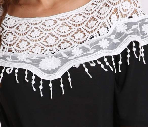 T-shirt mod. Munich Manches courtes noir et gris col mode féminine femme fille