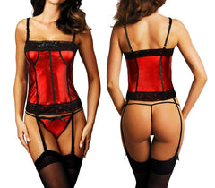 Ensemble de lingerie sexy Art. 102C corset string Mod. XENA avec jarretières