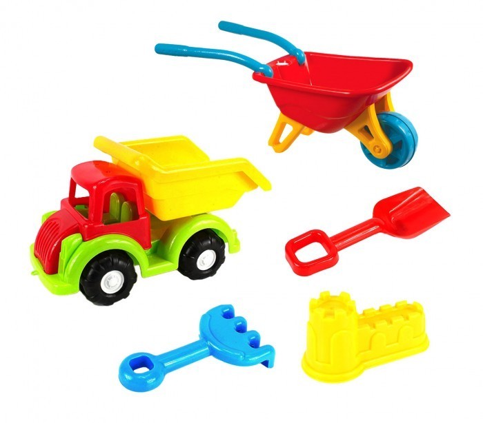 Set jeux de plage enfant brouette camions et moules CIGIOCHI 222355 plastique 