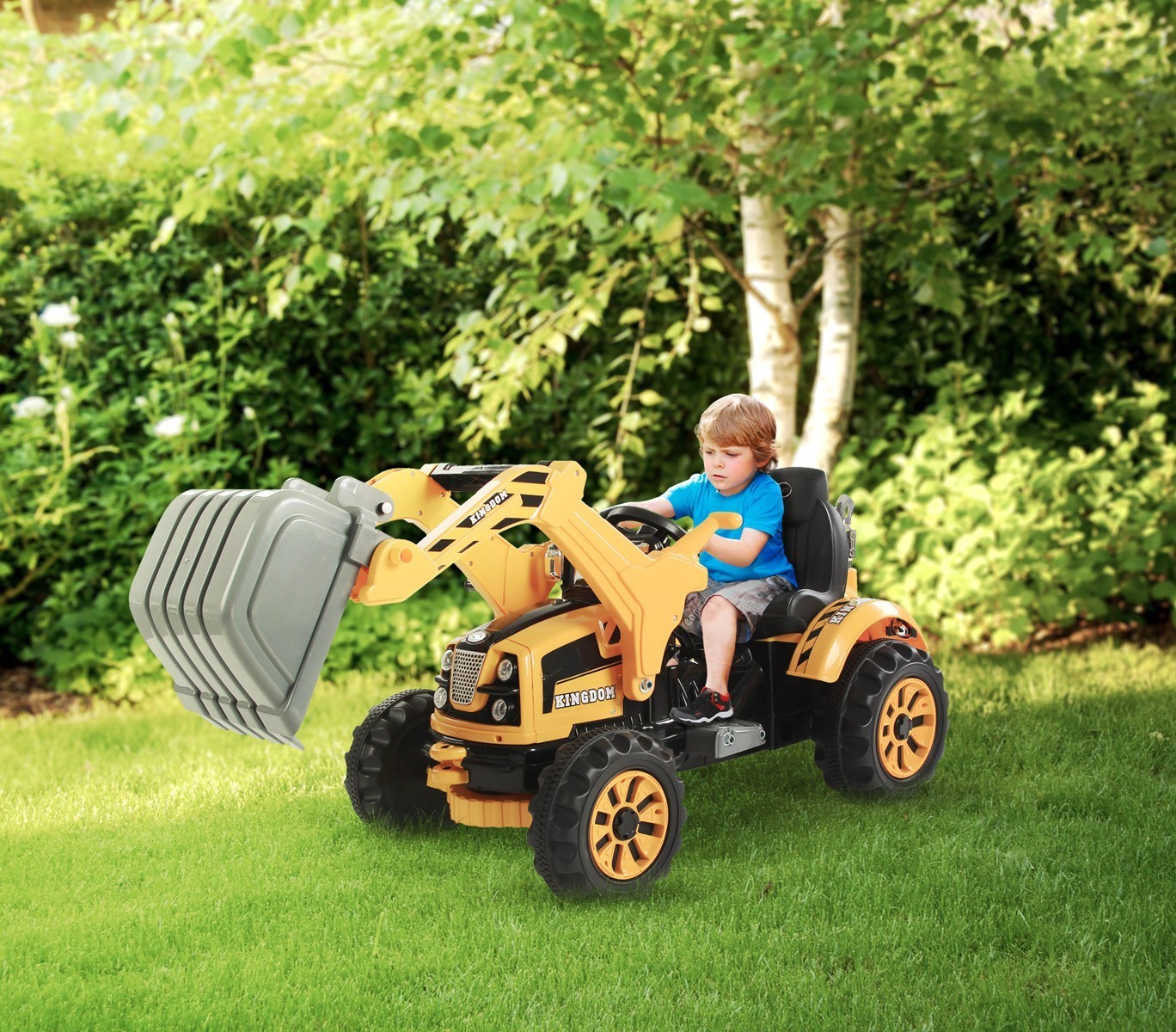 Tractopelle électrique LT843 pour enfant monoplace 12V pelleteuse avec sons