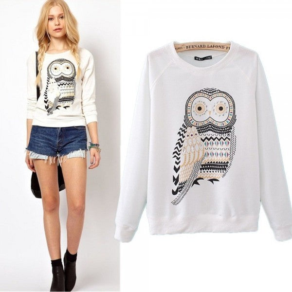 Pull jersey dessin de hibou douillet et confortable pour l'hiver
