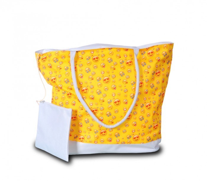 736025 Sac de plage trendy modèle SMILE 50 x 38 x 18 cm avec pochette incluse