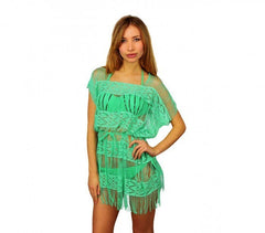 A04 robe à franges pour la plage. Mod. Melissa (effet de crochet)