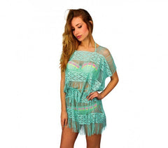 A04 robe à franges pour la plage. Mod. Melissa (effet de crochet)