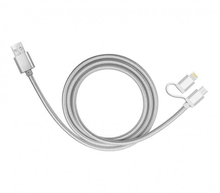 893267 Câble 2 en 1 Micro USB adaptateur de charge Lightning et données 39 cm