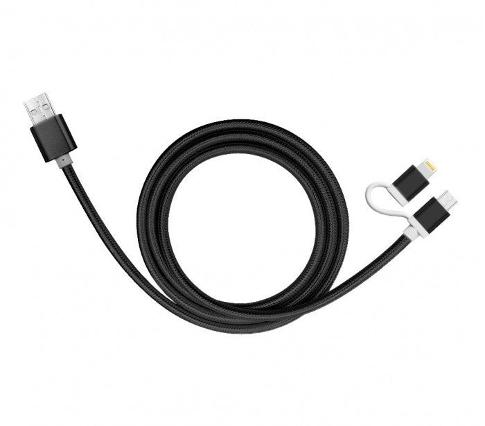 893267 Câble 2 en 1 Micro USB adaptateur de charge Lightning et données 39 cm
