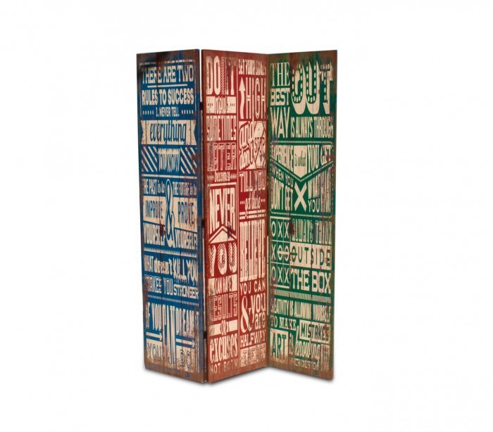 Paravent 05979 modèle Vintage en toile sur bois 120 x 180 cm trois panneaux