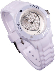 Montre femme  "Colors of Love" cadre lumineux avec coeur et bracelet en silicone
