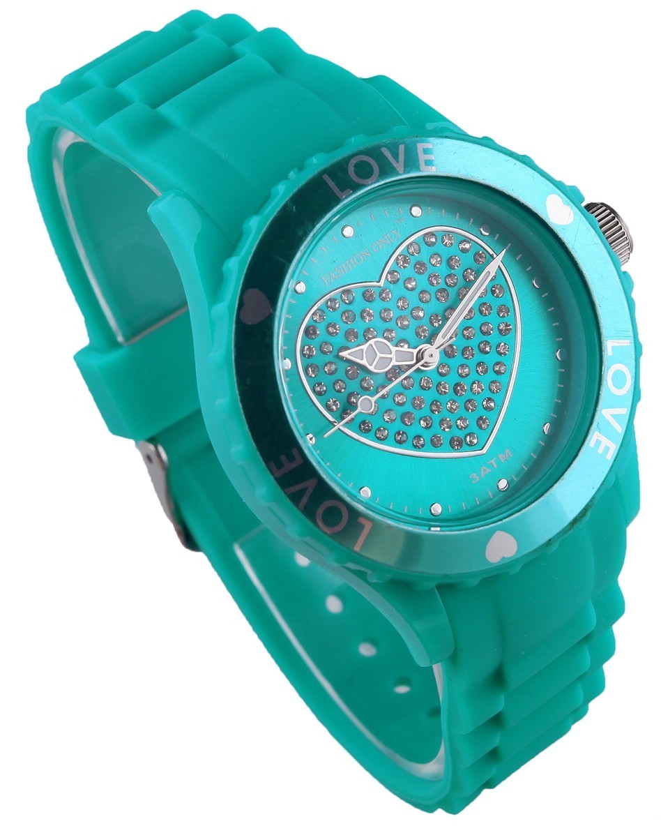 Montre femme  "Colors of Love" cadre lumineux avec coeur et bracelet en silicone