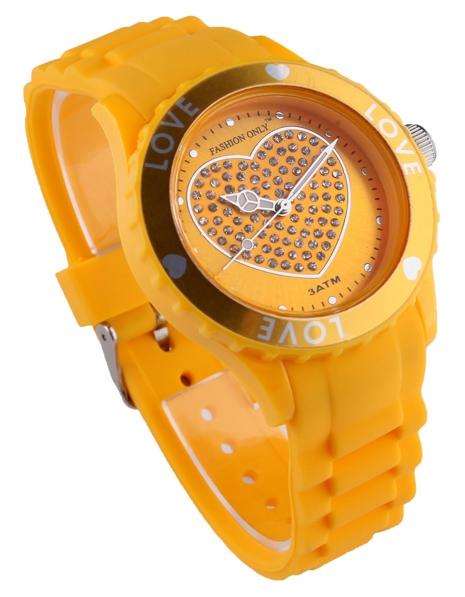 Montre femme  "Colors of Love" cadre lumineux avec coeur et bracelet en silicone