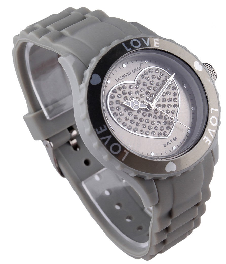 Montre femme  "Colors of Love" cadre lumineux avec coeur et bracelet en silicone