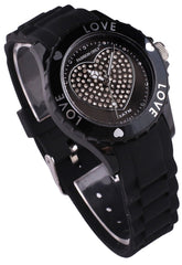 Montre femme  "Colors of Love" cadre lumineux avec coeur et bracelet en silicone
