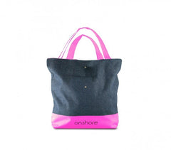382516 Sac de plage ONSHORE en jean double poignée avec détails fluo