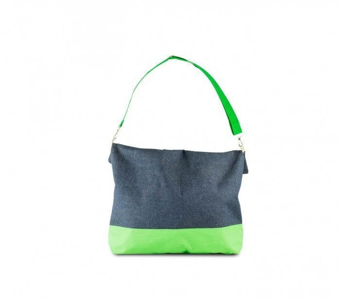 382516 Sac de plage ONSHORE en jean double poignée avec détails fluo
