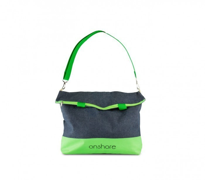 382516 Sac de plage ONSHORE en jean double poignée avec détails fluo