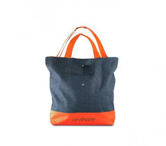 382516 Sac de plage ONSHORE en jean double poignée avec détails fluo