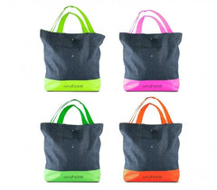 382516 Sac de plage ONSHORE en jean double poignée avec détails fluo