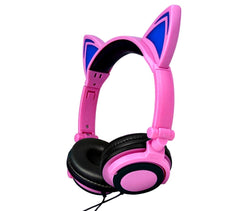 4395 Casque audio oreilles de chat avec LED clignotant ou fixe câble 1,5 mt