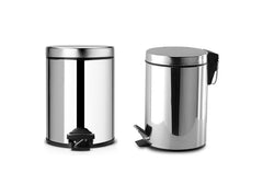Set de 3 poubelles de cuisine à pédale 3 - 5 - 12 lt en inox poli