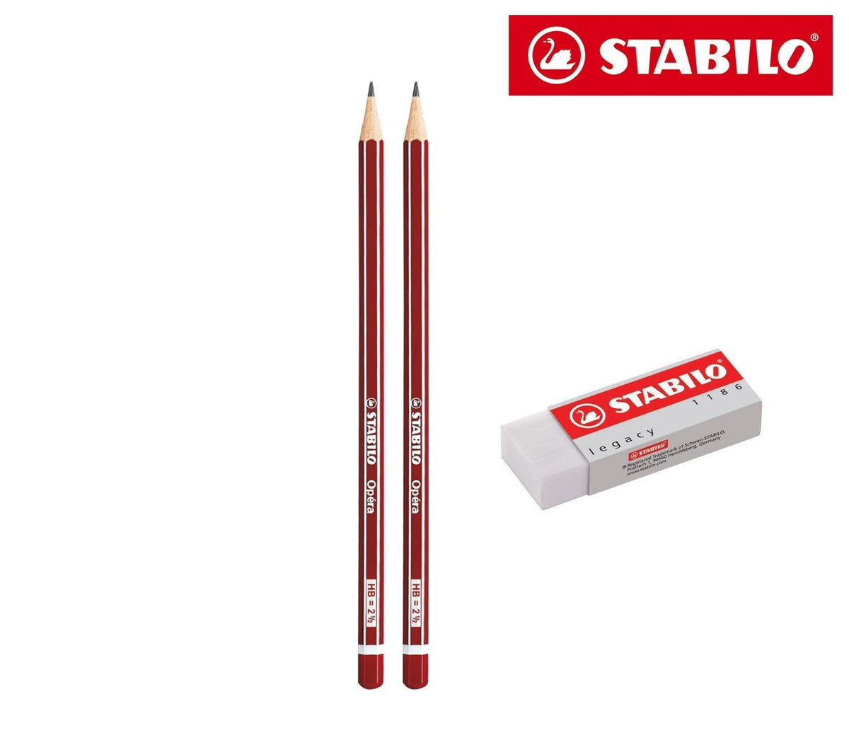 IT15/2851186 Set de papeterie Stabilo 3 pcs 2 crayons graphite Opéra HB 1 gomme