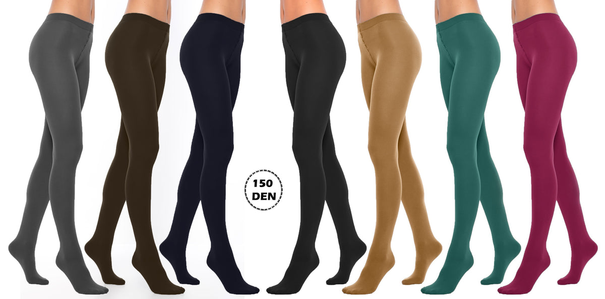 Pack de 12 collants d'hiver 150 DEN en microfibre pour femme plusieurs couleurs