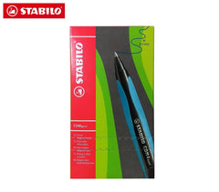 Lot de 10 stylos à bille rétractable STABILO modèle COM4ball en bleu ou noir 