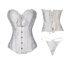 Ensemble de lingerie sexy pour femme corset et string en 3 couleurs