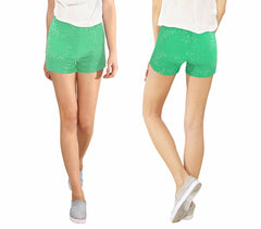 F9330 Short pour femme modèle Denise brodé tissu élastique en plusieurs couleurs