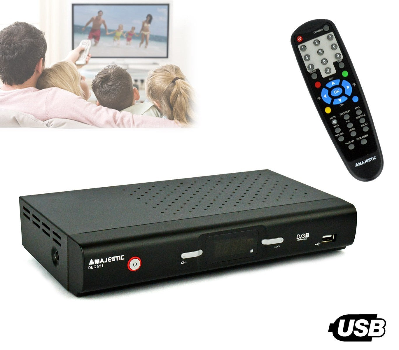 DEC 551 Décodeur DVB-T numérique terrestre à double prise péritel USB Majestic