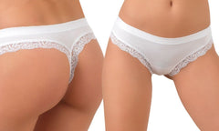 519 Pack de 2 culottes avec bordures en dentelle modèle JADEA en blanc ou noir