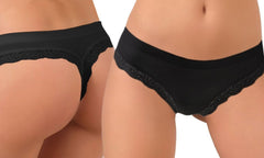 519 Pack de 2 culottes avec bordures en dentelle modèle JADEA en blanc ou noir