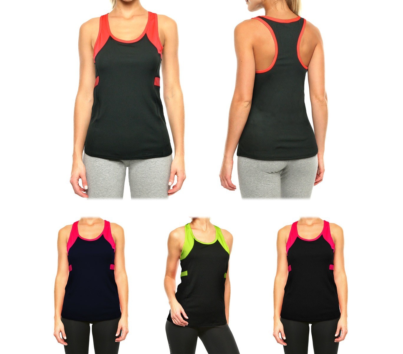 KZ-310 Débardeur sport femme décolleté olympic et détails fluo
