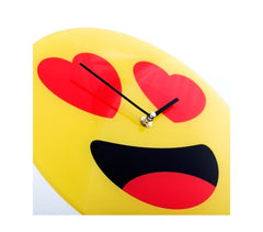 79/3232 Horloge murale en verre émoticône avec les yeux en cœurs 30 cm ø