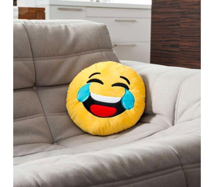 621041 Coussin décoratif émoticône motif tête qui pleure de rire 30 cm ø