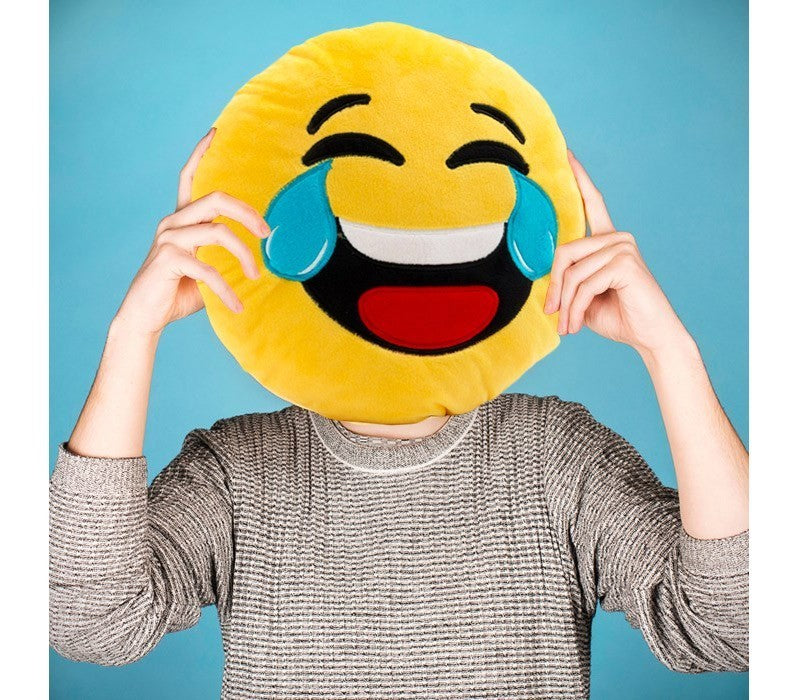 621041 Coussin décoratif émoticône motif tête qui pleure de rire 30 cm ø