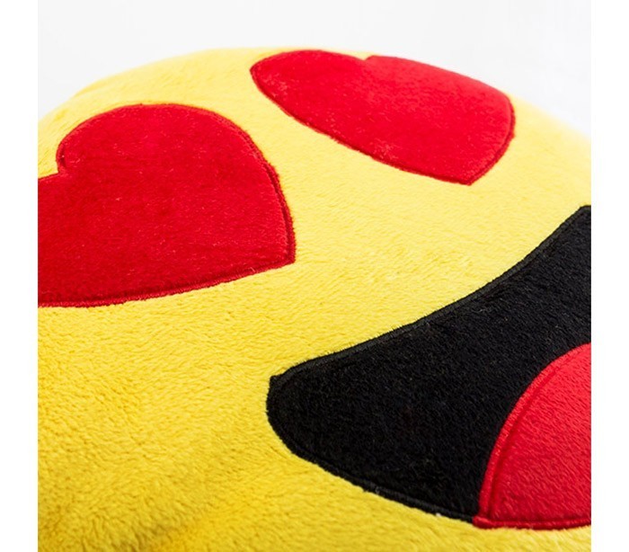 621038 Coussin décoratif émoticône motif Les yeux en cœurs 30 cm ø